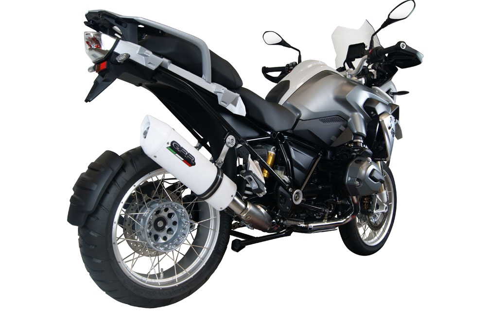 Exhaust system compatible with Bmw R 1200 Gs - Adventure 2014-2016, Albus Ceramic, Homologated legal slip-on exhaust including removable db killer and link pipe 