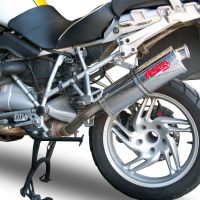 Exhaust system compatible with Bmw R 1200 Gs - Adventure 2005-2009, Trioval, Homologated legal slip-on exhaust including removable db killer and link pipe 