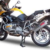 Exhaust system compatible with Bmw R 1200 Gs - Adventure 2005-2009, Trioval, Homologated legal slip-on exhaust including removable db killer and link pipe 