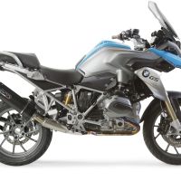 Scarico compatibile con Bmw R 1200 Gs - Adventure 2013-2016, Furore Nero, Scarico omologato, silenziatore con db killer estraibile e raccordo specifico