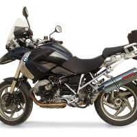 Exhaust system compatible with Bmw R 1200 Gs - Adventure 2010-2012, Trioval, Homologated legal slip-on exhaust including removable db killer and link pipe 