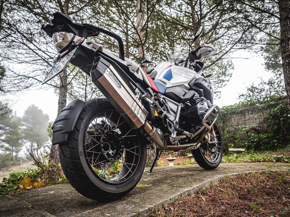 Exhaust compatible with Bmw R 1250 Gs -Adventure 2021-2024, Hyper Sonic Titanium, Homologated legal slip-on exhaust including removable db killer and link pipe 