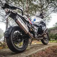 Exhaust compatible with Bmw R 1250 Gs -Adventure 2021-2024, Hyper Sonic Titanium, Homologated legal slip-on exhaust including removable db killer and link pipe 