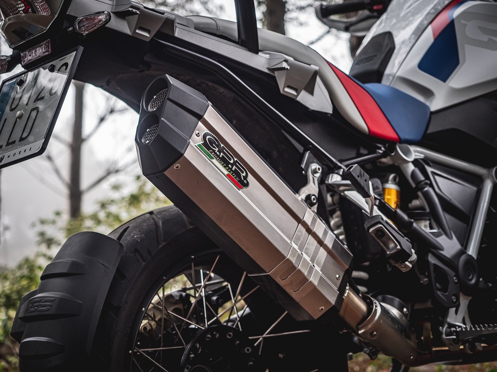 Exhaust compatible with Bmw R 1250 Gs -Adventure 2021-2024, Hyper Sonic Titanium, Homologated legal slip-on exhaust including removable db killer and link pipe 