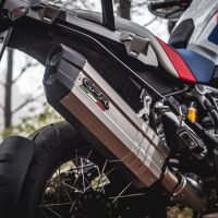 Exhaust compatible with Bmw R 1250 Gs -Adventure 2021-2024, Hyper Sonic Titanium, Homologated legal slip-on exhaust including removable db killer and link pipe 