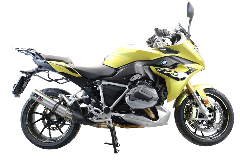 Exhaust system compatible with Bmw R 1250 R - Rs 2021-2024, M3 Titanium Natural, Homologated legal slip-on exhaust including removable db killer and link pipe 