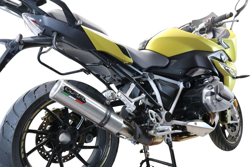 Scarico compatibile con Bmw R 1250 R -Rs 2021-2024, M3 Titanium Natural, Scarico omologato, silenziatore con db killer estraibile e raccordo specifico