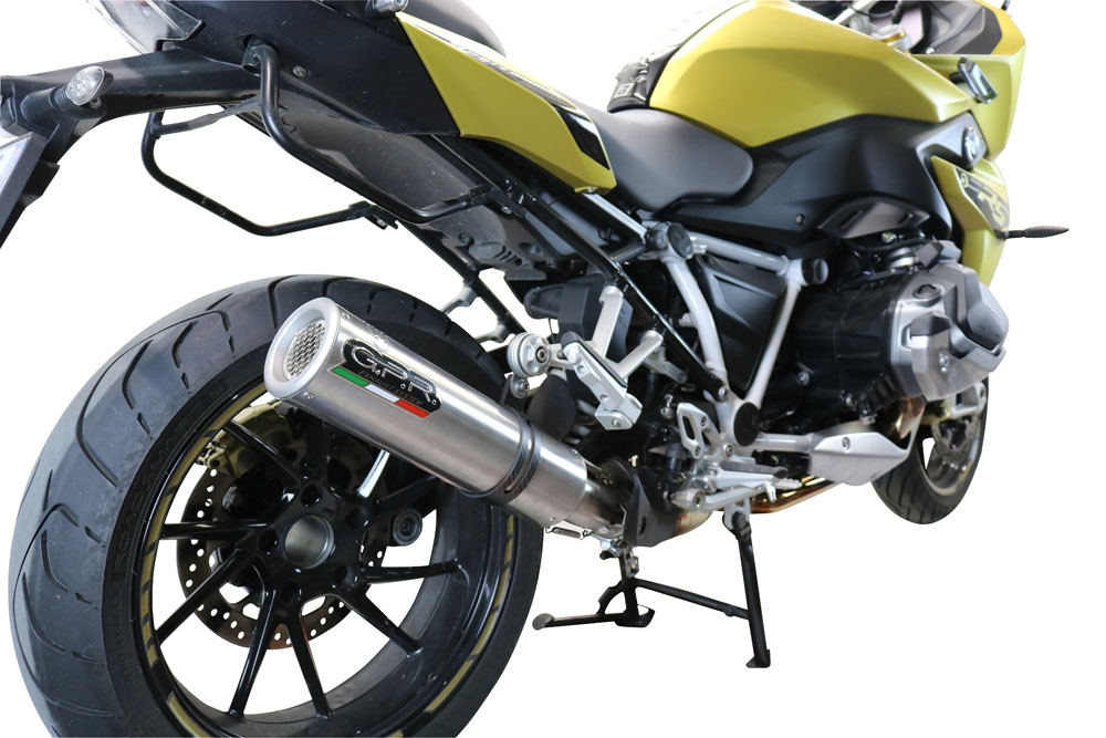 Scarico compatibile con Bmw R 1250 R -Rs 2021-2024, M3 Titanium Natural, Scarico omologato, silenziatore con db killer estraibile e raccordo specifico