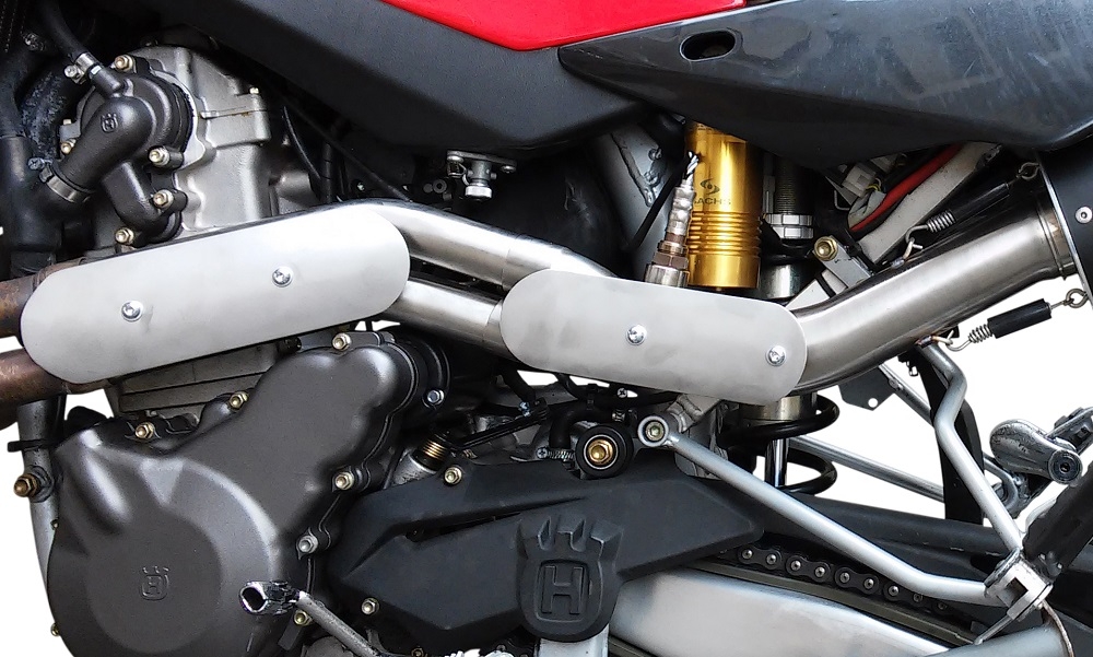 Scarico compatibile con Husqvarna TE 410 E - SM 410 2007-2009, Gpe Ann. Poppy, Terminale di scarico semi-completo, omologato, con db killer estraibile e raccordo specifico