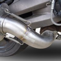 Exhaust system compatible with Aprilia Caponord 1200 2013-2016, Satinox, Homologated legal slip-on exhaust including removable db killer and link pipe 