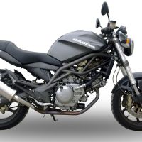 Scarico compatibile con Cagiva Raptor 650 2001-2005, Trioval, Coppia di terminali di scarico omologati, forniti con db killer removibili e raccordi specifici