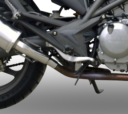 Scarico compatibile con Cagiva Raptor 650 2001-2005, Satinox , Coppia di terminali di scarico omologati, forniti con db killer removibili e raccordi specifici