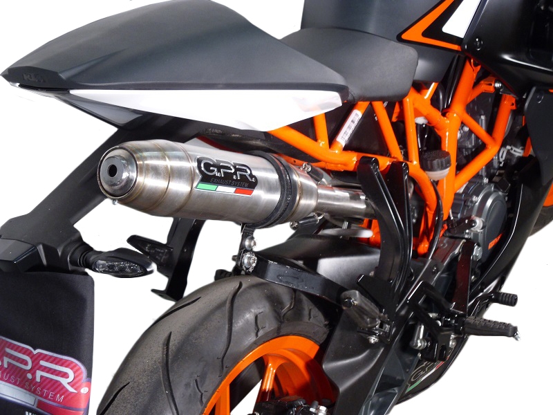 Scarico compatibile con Ktm Rc 125 2014-2016, Deeptone Inox, Scarico omologato, silenziatore con db killer estraibile e raccordo specifico