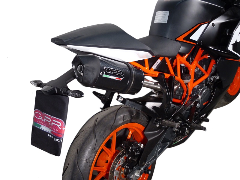 Scarico compatibile con Ktm Rc 200 2014-2021, Deeptone Inox, Scarico omologato, silenziatore con db killer estraibile e raccordo specifico