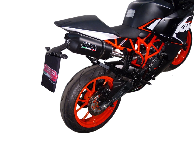 Exhaust compatible with Ktm Rc 125 2014-2016, Furore Nero, Racing slip-on exhaust including link pipe 