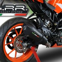 Exhaust system compatible with Ktm Rc 390 2017-2020, GP Evo4 Black Titanium, Homologated legal slip-on exhaust including removable db killer and link pipe 