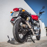 Exhaust system compatible with Royal Enfield Continental 650 2019-2020, Deeptone Inox, Dual Homologated legal slip-on exhaust including removable db killers, link pipes and catalysts 