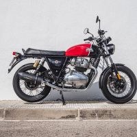 Scarico compatibile con Royal Enfield Interceptor 650 2019-2020, Furore Evo4 Nero, Coppia di terminali di scarico omologati, forniti con db killer removibile, catalizzatori e raccordi specifici