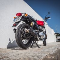 Scarico compatibile con Royal Enfield Continental 650 2019-2020, Furore Evo4 Nero, Coppia di terminali di scarico omologati, forniti con db killer removibile, catalizzatori e raccordi specifici