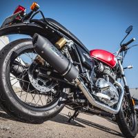 Scarico compatibile con Royal Enfield Continental 650 2019-2020, Furore Evo4 Nero, Coppia di terminali di scarico omologati, forniti con db killer removibile, catalizzatori e raccordi specifici