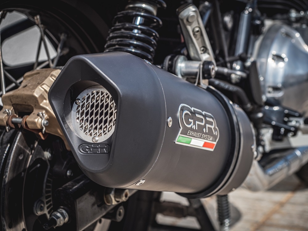 Scarico compatibile con Royal Enfield Interceptor 650 2019-2020, Furore Evo4 Nero, Coppia di terminali di scarico omologati, forniti con db killer removibile, catalizzatori e raccordi specifici
