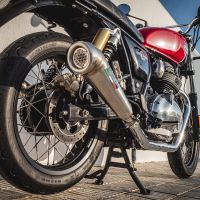 Exhaust system compatible with Royal Enfield Continental 650 2021-2024, Powercone Evo, Dual Homologated legal slip-on exhaust including removable db killers, link pipes and catalysts 