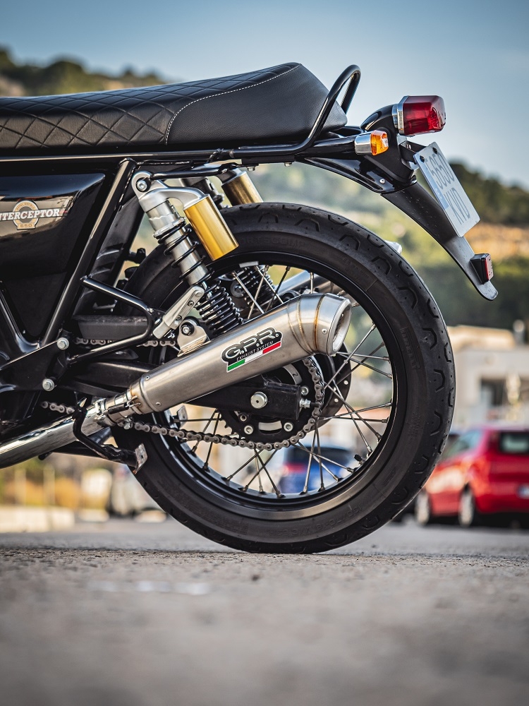 Scarico compatibile con Royal Enfield Continental 650 2019-2020, Powercone Evo, Coppia di terminali di scarico omologati, forniti con db killer removibile, catalizzatori e raccordi specifici