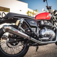 Exhaust system compatible with Royal Enfield Continental 650 2019-2020, Powercone Evo, Dual Homologated legal slip-on exhaust including removable db killers, link pipes and catalysts 