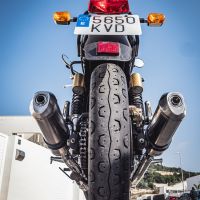 Scarico compatibile con Royal Enfield Continental 650 2019-2020, Satinox, Coppia di terminali di scarico omologati, forniti con db killer removibile, catalizzatori e raccordi specifici