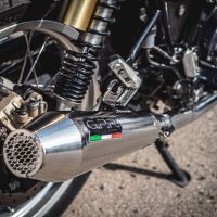 Scarico compatibile con Royal Enfield Continental 650 2021-2024, Ultracone, Coppia di terminali di scarico omologati, forniti con db killer removibile, catalizzatori e raccordi specifici