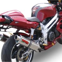 Scarico compatibile con Aprilia Rsv 1000 R Factory 2004-2005, Trioval, Coppia di terminali di scarico omologati, forniti con db killer removibili e raccordi specifici