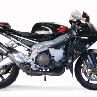 Exhaust system compatible with Aprilia Tuono R 1000 Factory 2006-2010, Gpe Ann. titanium, Dual Homologated legal slip-on exhaust including removable db killers and link pipes 
