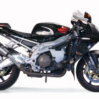 Exhaust compatible with Aprilia Rsv 1000 R Factory 2004-2005, Gpe Ann. titanium, Dual Homologated legal slip-on exhaust including removable db killers and link pipes 