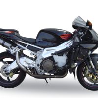 Scarico compatibile con Aprilia Rsv 1000 R Factory 2006-2010, Gpe Ann. titanium, Coppia di terminali di scarico omologati, forniti con db killer removibile, catalizzatori e raccordi specifici