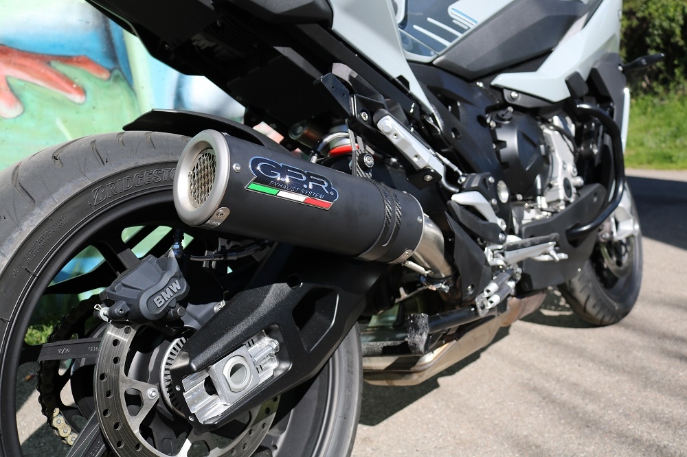 Exhaust system compatible with Bmw S 1000 XR - M 2020-2024, M3 Black Titanium, Homologated legal slip-on exhaust including removable db killer and link pipe 