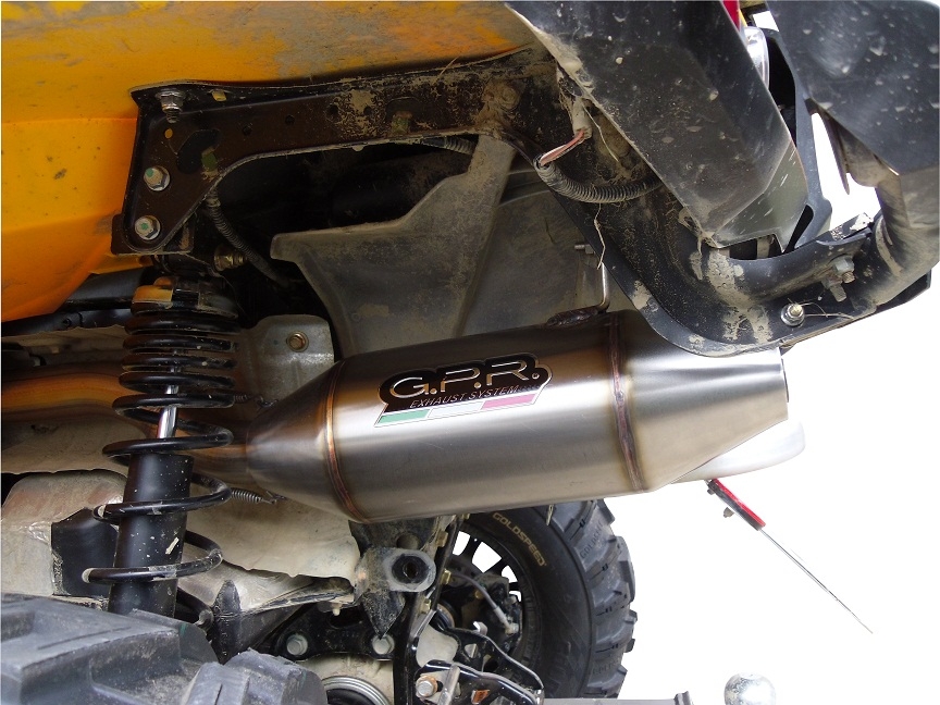 Exhaust system compatible with Can Am Outlander 1000 V-Twin passo corto (short chassis) 2010-2023, Deeptone Atv, Homologated legal slip-on exhaust including removable db killer and link pipe 