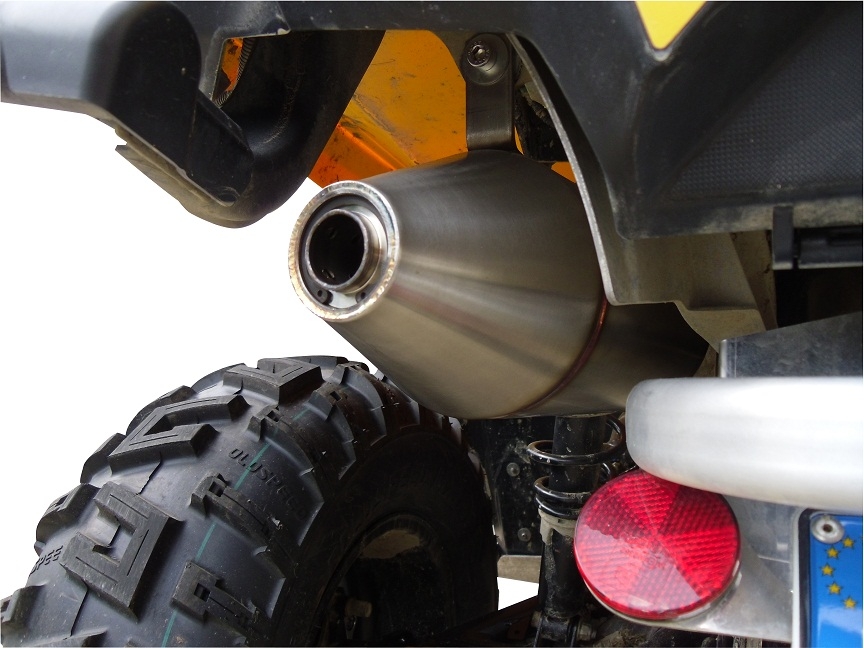 Exhaust system compatible with Can Am Outlander 500 2013-2015, Deeptone Atv, Homologated legal slip-on exhaust including removable db killer and link pipe 