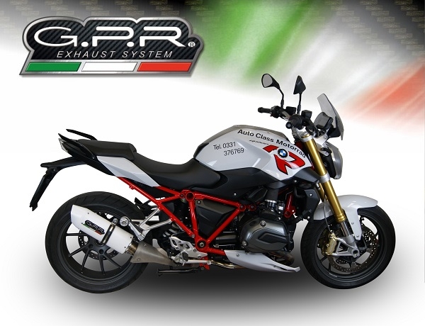 Scarico compatibile con Bmw R 1200 R 2015 Lc 2017-2019, Albus Evo4, Scarico omologato, silenziatore con db killer estraibile e raccordo specifico