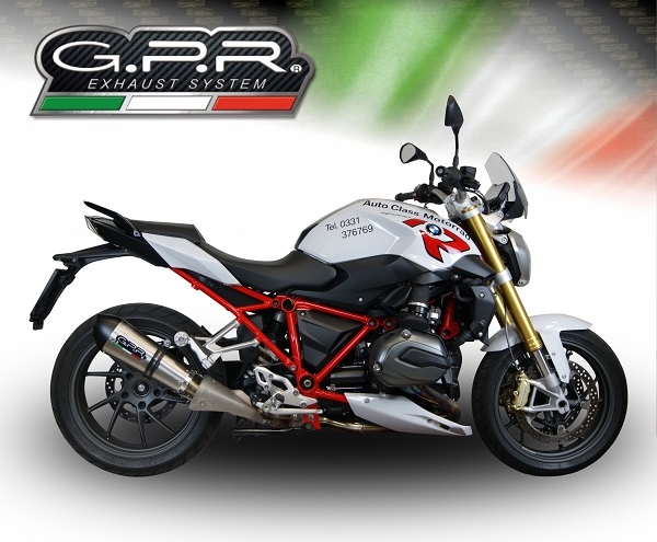 Scarico compatibile con Bmw R 1200 R Lc 2017-2019, GP Evo4 Titanium, Scarico omologato, silenziatore con db killer estraibile e raccordo specifico