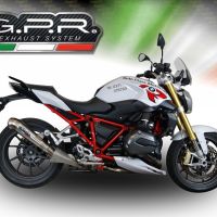 Exhaust system compatible with Bmw R 1200 R 2015 Lc 2015-2016, Powercone Evo, Homologated legal slip-on exhaust including removable db killer and link pipe 