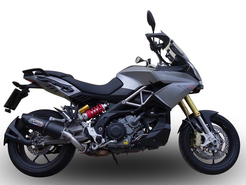 Exhaust compatible with Aprilia Caponord 1200 2013-2016, Furore Nero, Homologated legal slip-on exhaust including removable db killer and link pipe 