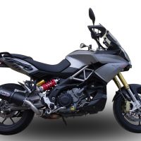 Exhaust system compatible with Aprilia Caponord 1200 2013-2016, Furore Nero, Homologated legal slip-on exhaust including removable db killer and link pipe 