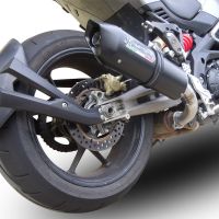 Exhaust system compatible with Aprilia Caponord 1200 2013-2016, Furore Nero, Homologated legal slip-on exhaust including removable db killer and link pipe 