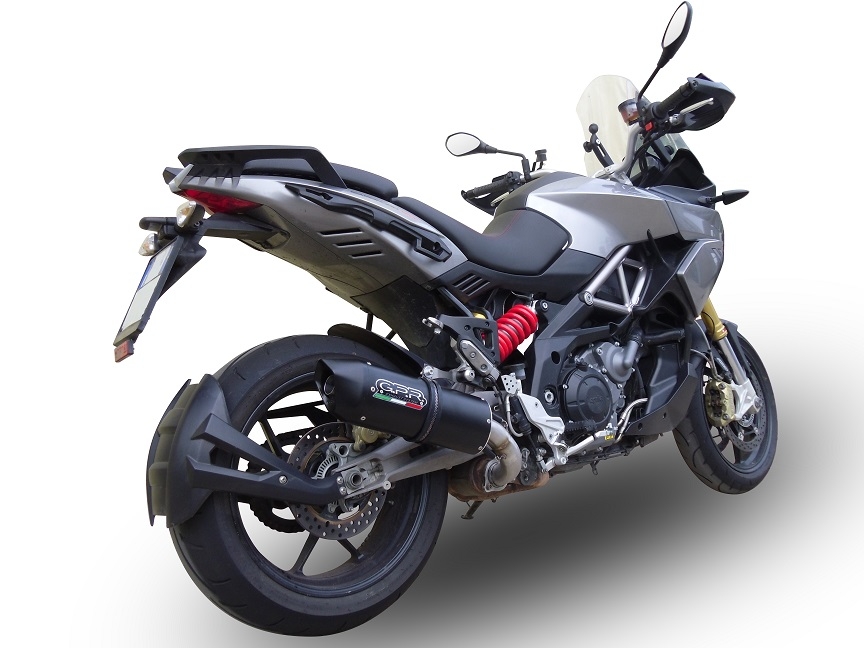 Exhaust compatible with Aprilia Caponord 1200 2013-2016, Furore Nero, Homologated legal slip-on exhaust including removable db killer and link pipe 
