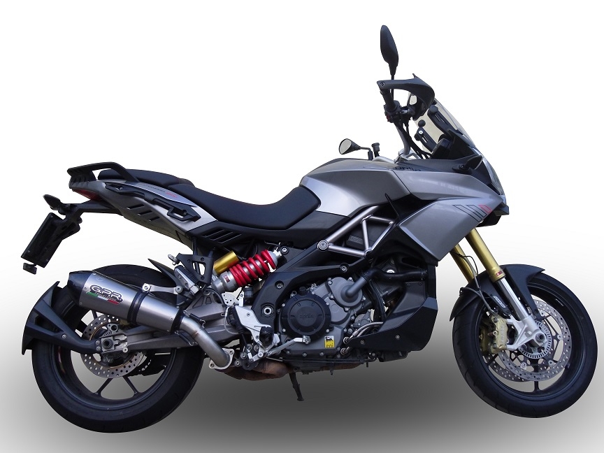 Scarico compatibile con Aprilia Caponord 1200 2013-2016, Gpe Ann. titanium, Scarico omologato, silenziatore con db killer estraibile e raccordo specifico