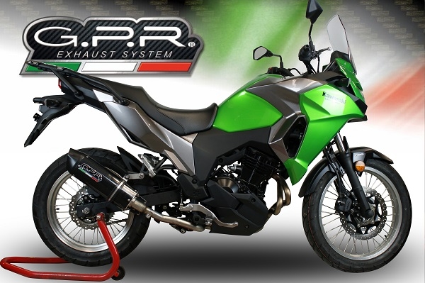 Exhaust compatible with Kawasaki Versys-X 300 2017-2021, Furore Evo4 Nero, Homologated legal slip-on exhaust including removable db killer, link pipe and catalyst 