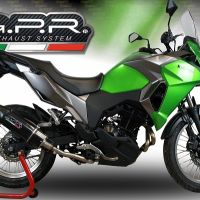 Exhaust compatible with Kawasaki Versys-X 300 2017-2021, Furore Evo4 Nero, Homologated legal slip-on exhaust including removable db killer, link pipe and catalyst 
