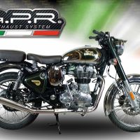 Exhaust system compatible with Royal Enfield Classic / Bullet Efi 500 2009-2016, Deeptone Inox, Homologated legal slip-on exhaust including removable db killer, link pipe and catalyst 