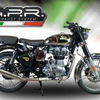 Scarico compatibile con Royal Enfield Classic / Bullet Efi 500 2009-2016, Deeptone Inox, Terminale di scarico omologato, fornito con db killer estraibile, catalizzatore e raccordo specifico