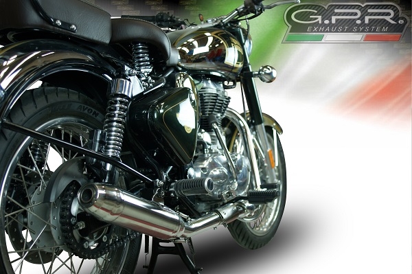 Scarico compatibile con Royal Enfield Continental GT 535 2014-2016, Deeptone Inox, Terminale di scarico Racing, con raccordo specifico e db killer estraibile
